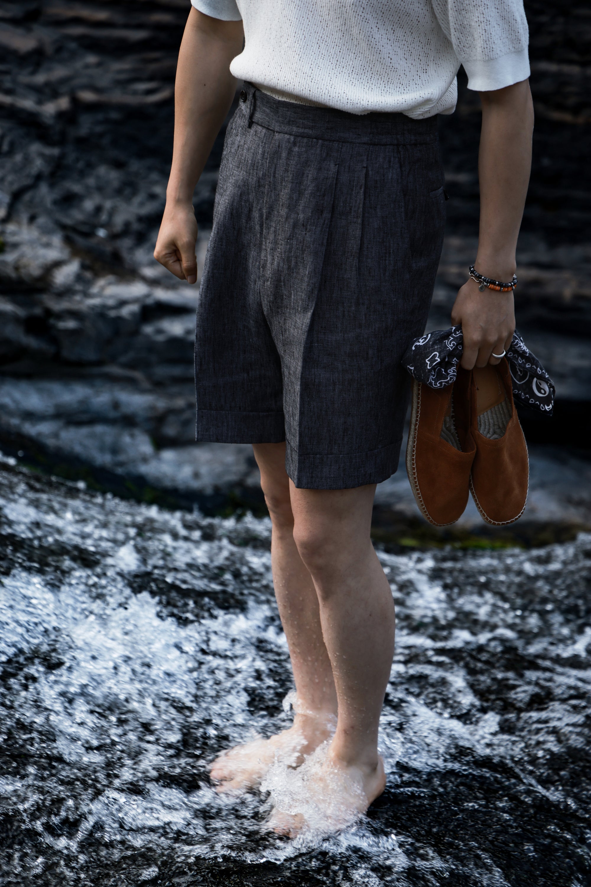 Ugentle Linen Shorts — Denim