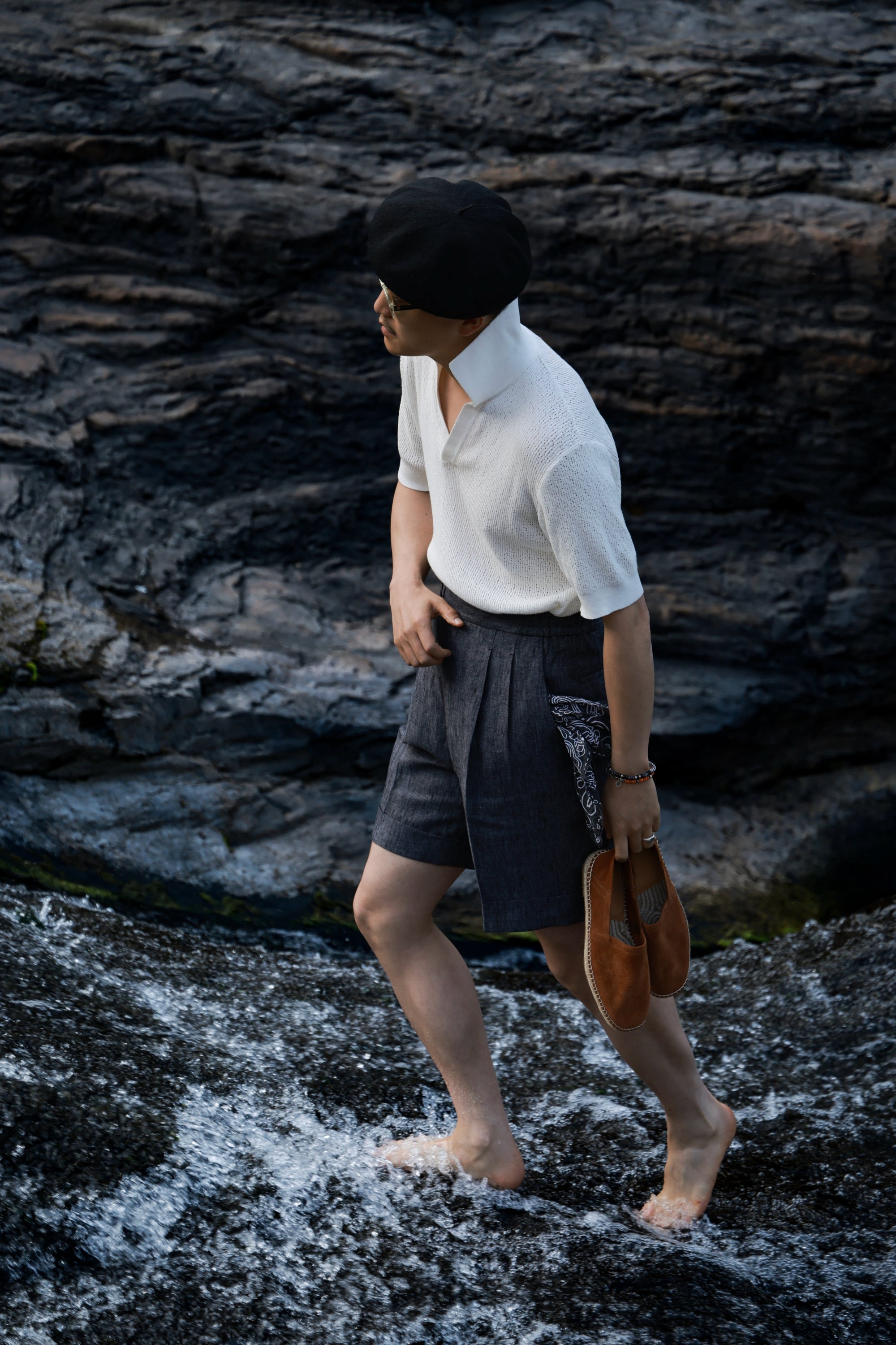 Ugentle Linen Shorts — Denim
