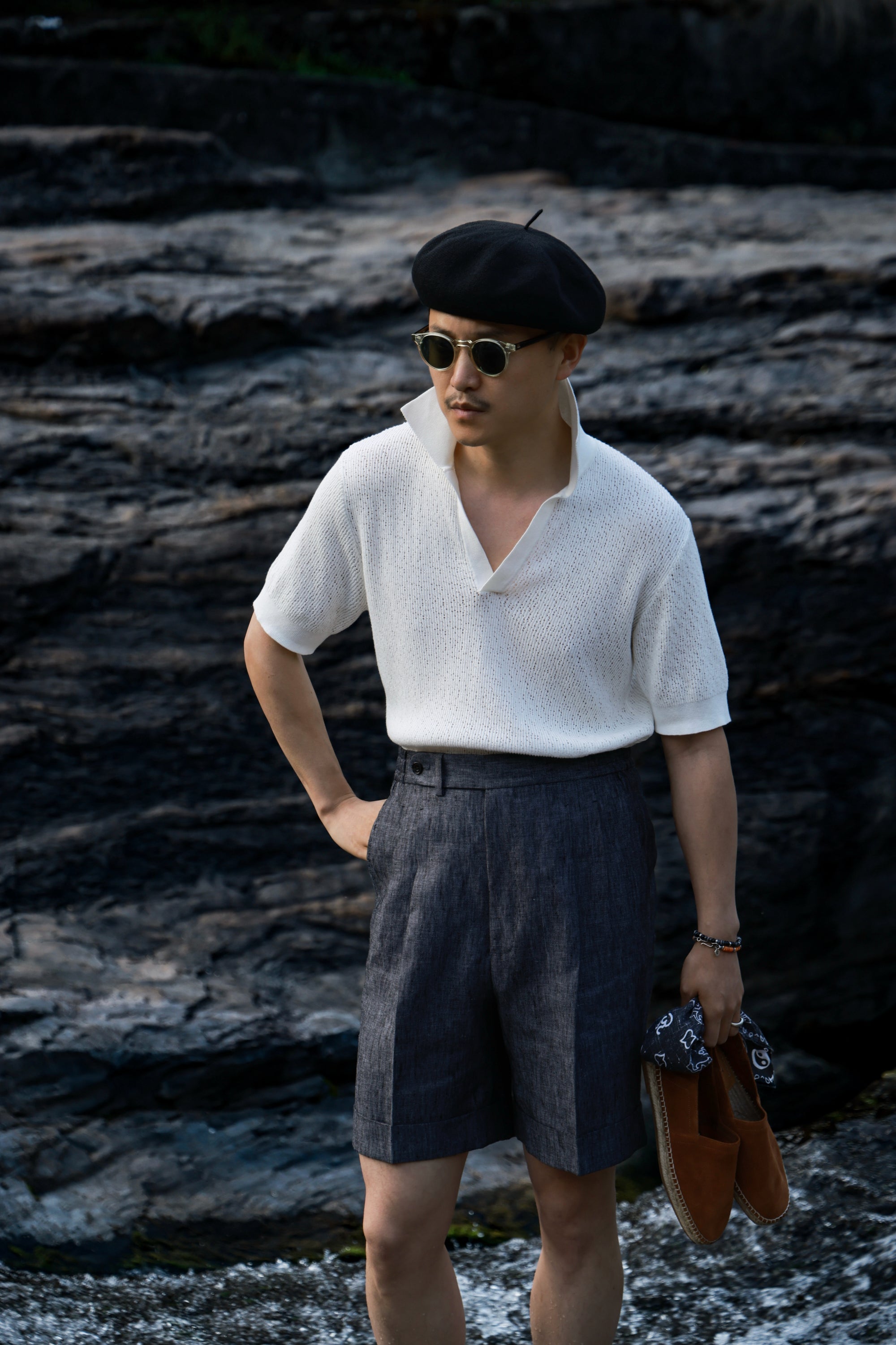 Ugentle Linen Shorts — Denim