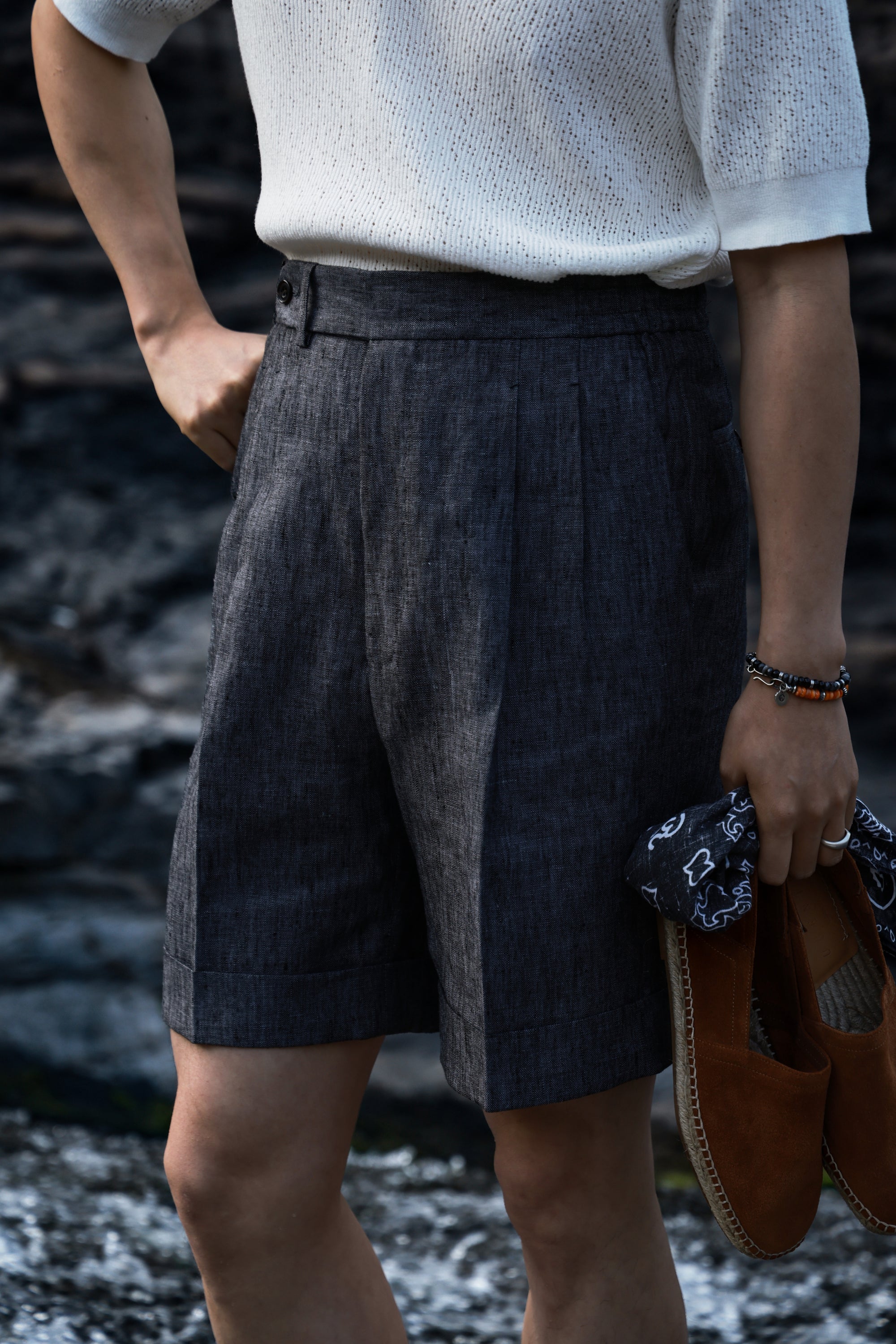 Ugentle Linen Shorts — Denim