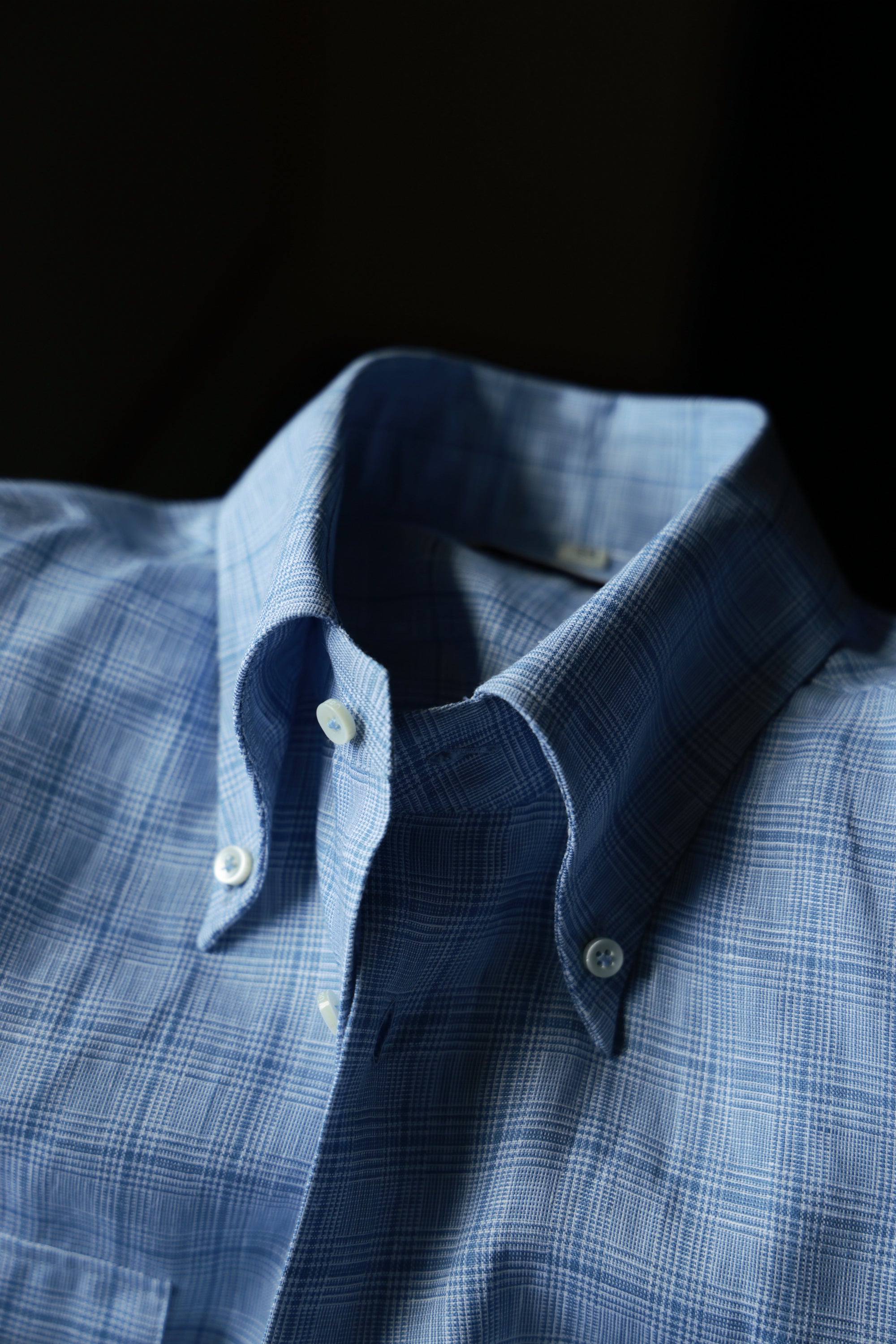 Ugentle Button Down Collar Linen Shirt — Misty Blue Check