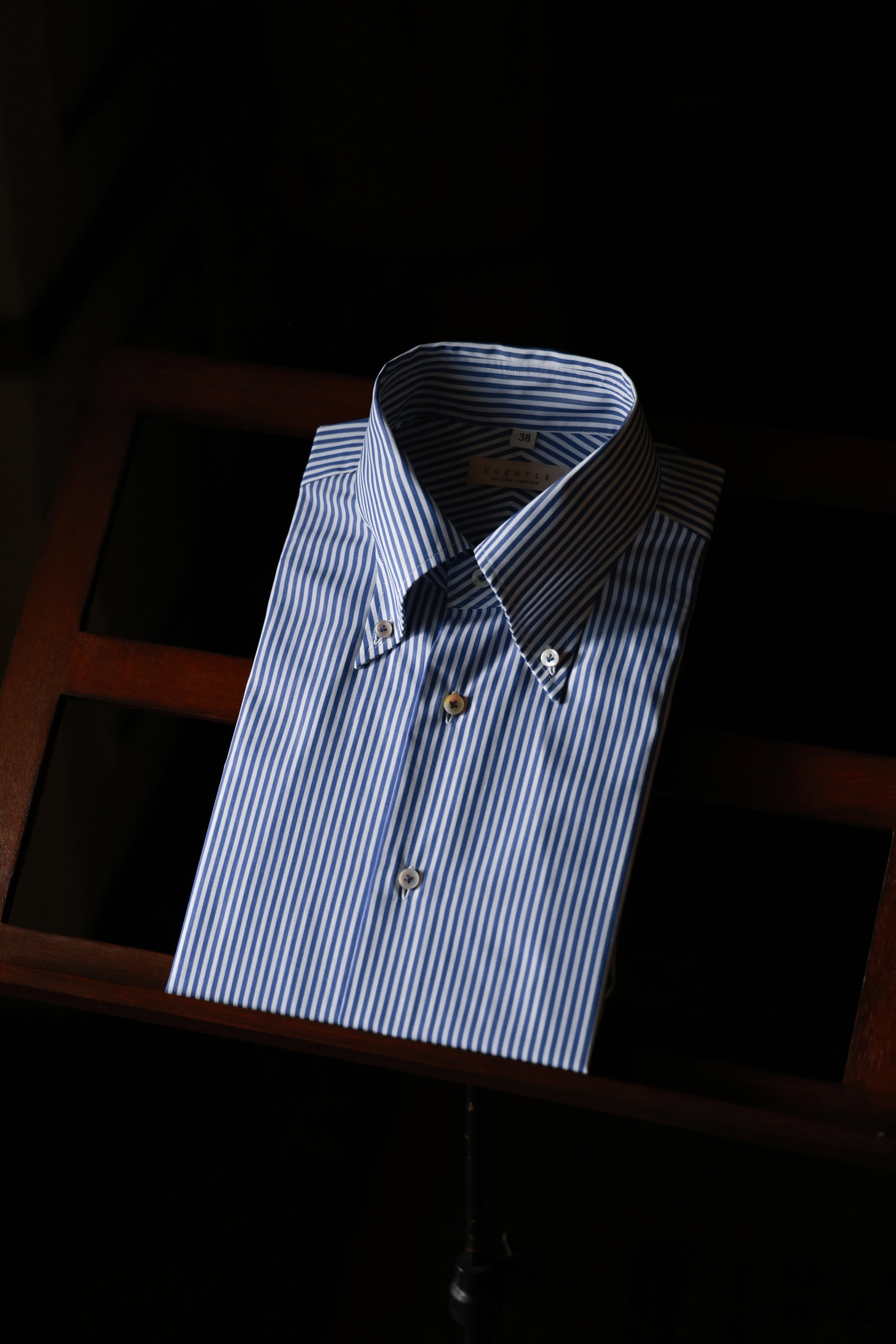 Ugentle Button Down Collar Shirt — Blue Pencil Stripe