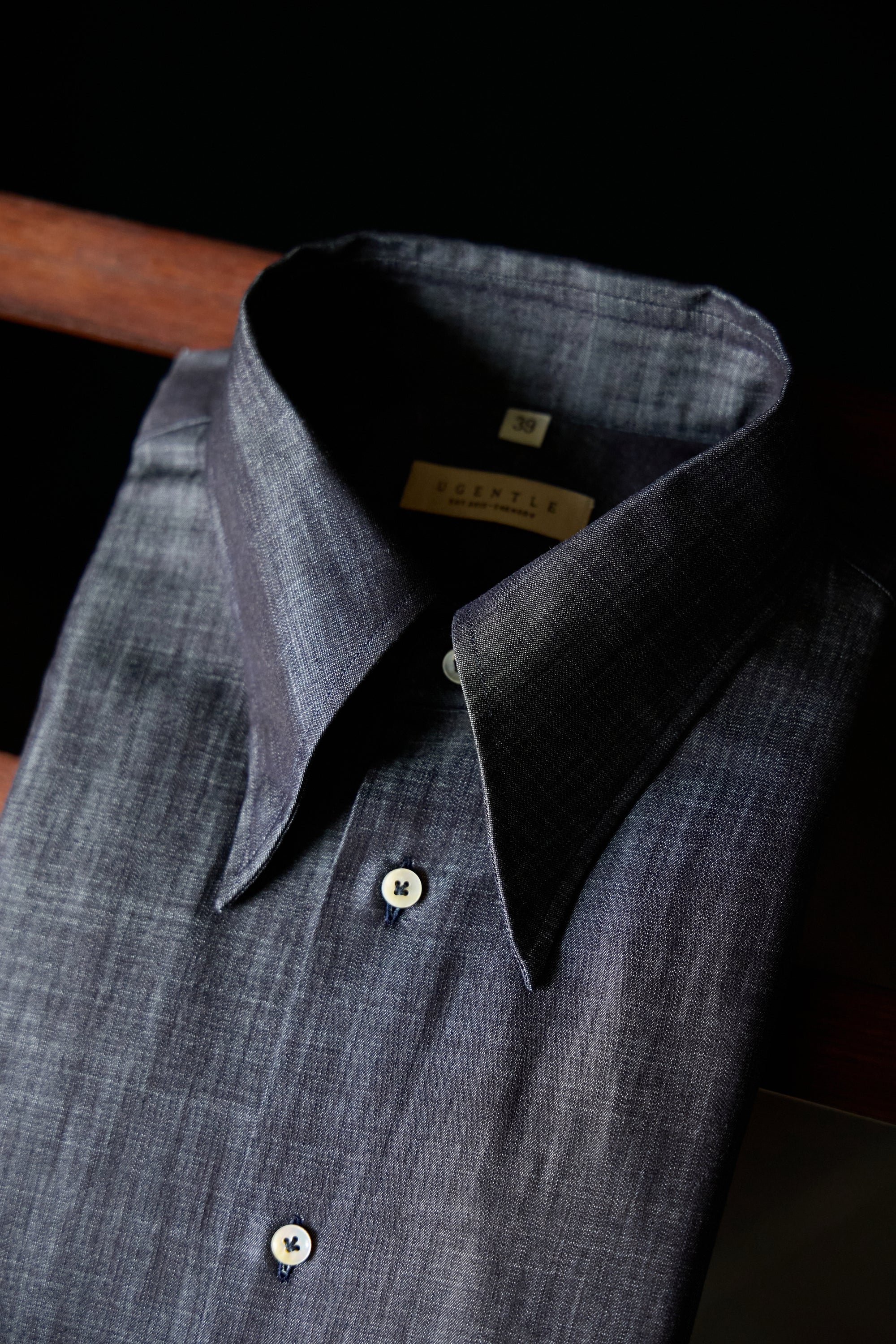 Ugentle Long Point Collar Shirt — Denim